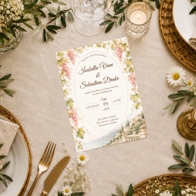 Convite Casamento Romântico em Vinhedo (Criador carregado)