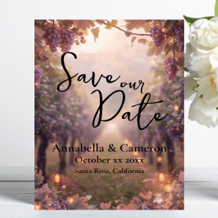 Convite Casamento Romântico em Vinícola Save the Date