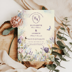 Convite Casamento Romântico entre Tulip e Daisy Pastel