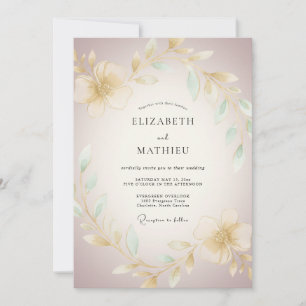 Convite Casamento Romântico Flor de Creme