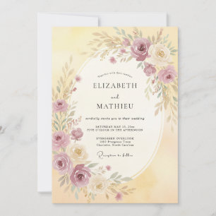 Convite Casamento Romântico Flor de Malva