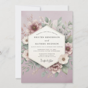 Convite Casamento Romântico Flor de Malva
