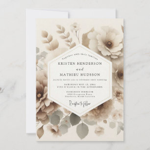 Convite Casamento Romântico Flor de Sépia