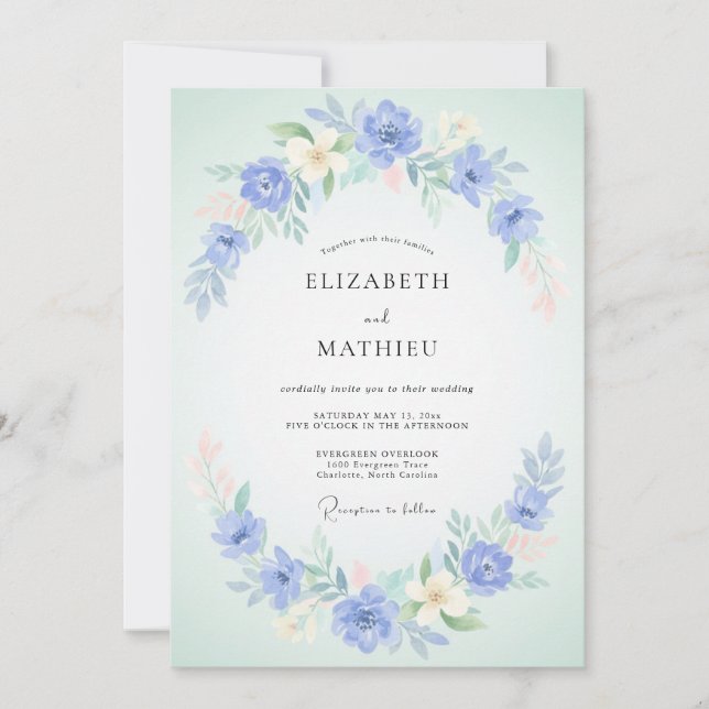 Convite Casamento Romântico Flor de Vinca (Frente)