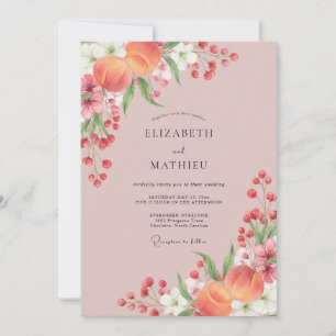 Convite Casamento Romântico Florada Bege Rosa