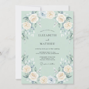 Convite Casamento Romântico Floral Etéreo de Salva