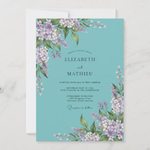Convite Casamento Romântico Floral Lavanda Azul