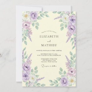 Convite Casamento Romântico Floral Lavanda Pintado