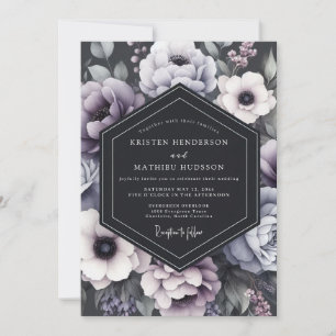 Convite Casamento Romântico Floral Malva Sombrio