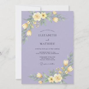 Convite Casamento Romântico Floral Pintado em Azul-marinho