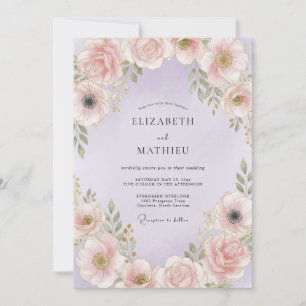 Convite Casamento Romântico Floral Rosa Pálido