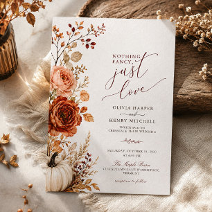 Convite Casamento Romântico Floral Rústico de Outono