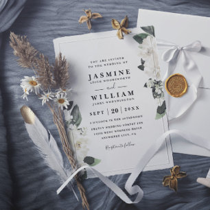 Convite Casamento Romântico Floral Rústico Elegante Chic