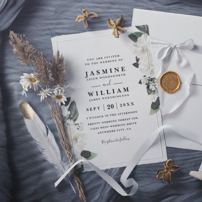Convite Casamento Romântico Floral Rústico Elegante Chic (Criador carregado)