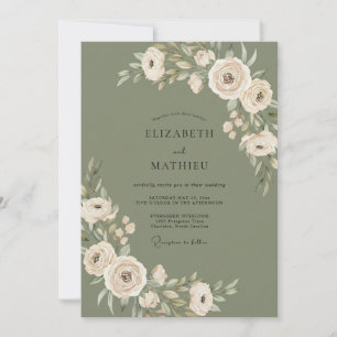 Convite Casamento Romântico Floral Salvia