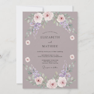 Convite Casamento Romântico Floral Suave Malva
