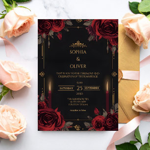 Convite Casamento Romântico Gótico Elegante
