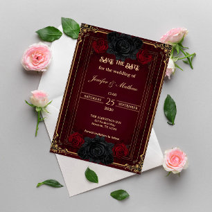 Convite Casamento Romântico Gótico Elegante - Salve a Data