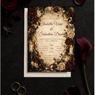 Convite Casamento Romântico Gótico Rosa