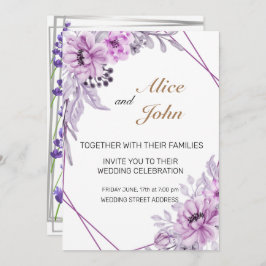 Convite Casamento Romântico Lilac e Lavanda Roxa