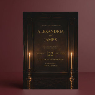 Convite Casamento Romântico Luxuoso à Luz de Velas