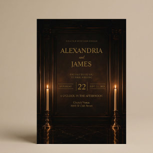 Convite Casamento Romântico Luxuoso com Luz de Velas