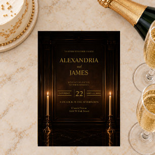 Convite Casamento Romântico Luxuoso com Luz de Velas