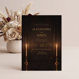 Convite Casamento Romântico Luxuoso com Luz de Velas