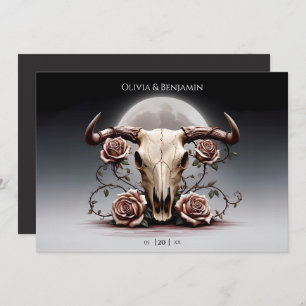 Convite Casamento Romântico Medieval do Crânio de Vaca