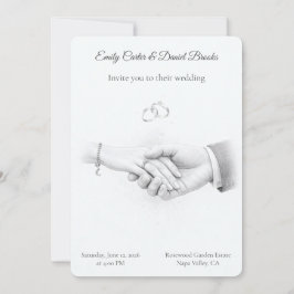 Convite Casamento Romântico Minimalista de Braços Dados