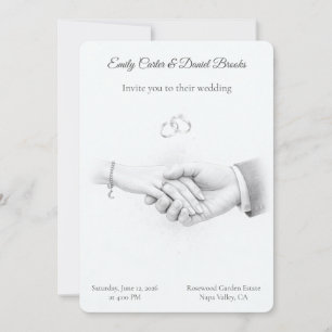 Convite Casamento Romântico Minimalista de Braços Dados