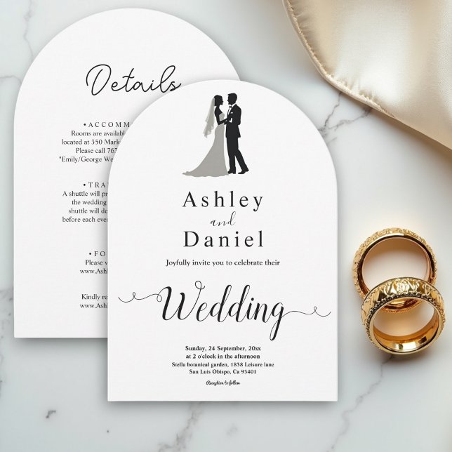 Convite Casamento Romântico Mínimo Elegante Preto E Branco (Criador carregado)