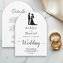 Convite Casamento Romântico Mínimo Negro E Branco Clássico