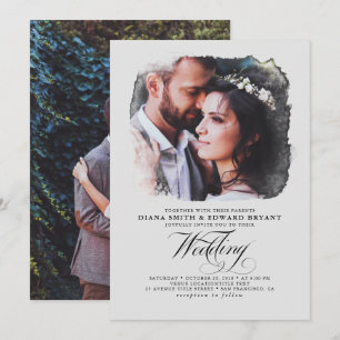 Convite Casamento Romântico Moderno Elegante de Duas Foto