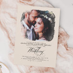 Convite Casamento Romântico Moderno Elegante Elegante Ecru<br><div class="desc">Convites de fotos românticas,  elegantes e marrons para casamento</div>
