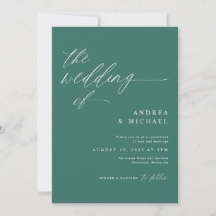 Convite Casamento Romântico Moderno Esmeralda Verde
