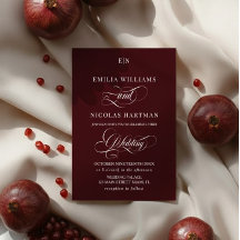 Casamento Romântico Monograma Vermelho Borgonha