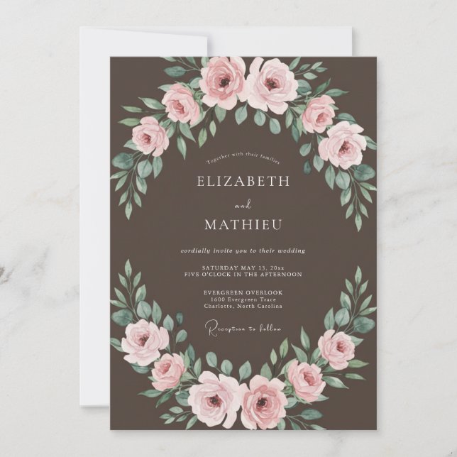 Convite Casamento Romântico na Natureza com Mocha (Frente)