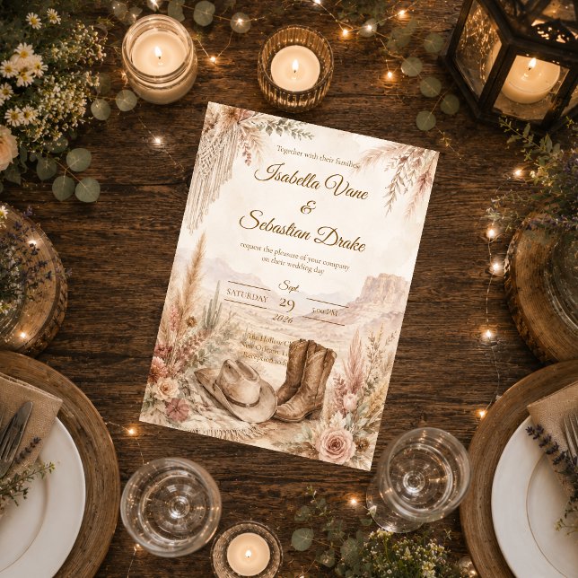 Convite Casamento Romântico no Deserto Ocidental (Criador carregado)
