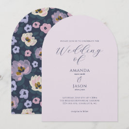 Convite Casamento romântico no jardim com flores azuis e r