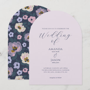 Convite Casamento romântico no jardim com flores azuis e r