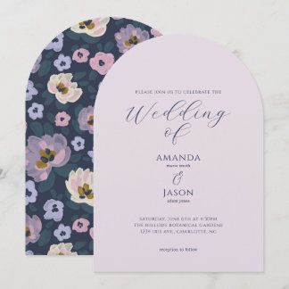 Convite Casamento romântico no jardim com flores azuis e r
