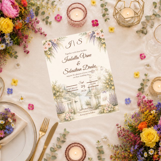 Convite Casamento Romântico no Jardim Costeiro (Criador carregado)