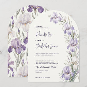 Convite Casamento Romântico no Jardim de Íris em Aquarela