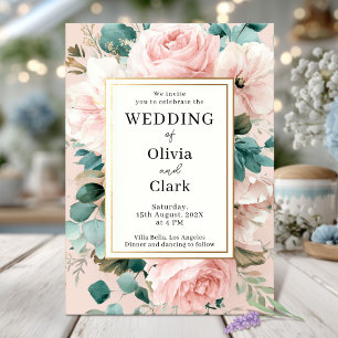 Convite Casamento Romântico Pastel Floral