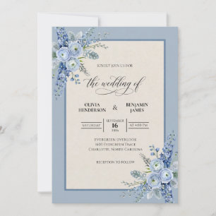 Convite Casamento Romântico Pétala de Centáurea