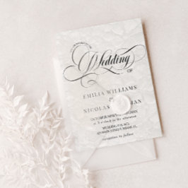 Convite Casamento Romântico Preto e Branco Tudo em Um