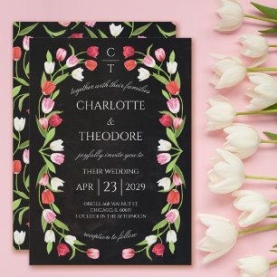 Convite Casamento Romântico Primavera Tulip Floral Waterco