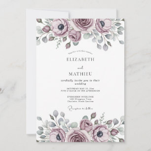 Convite Casamento Romântico Refined Mauve