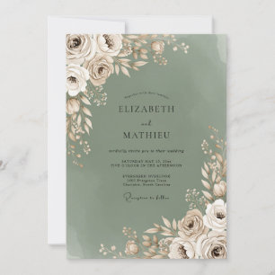 Convite Casamento Romântico Sage Bloom